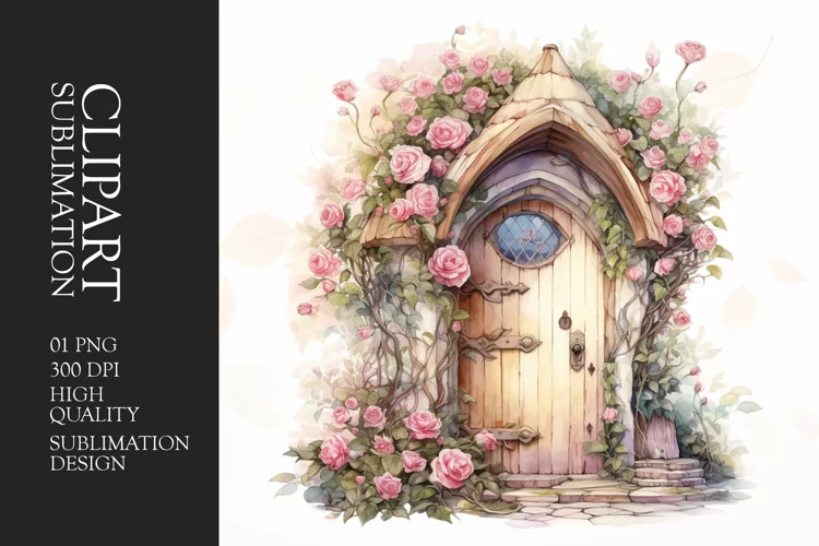 Watercolor Floral Door Clipart Sublimation