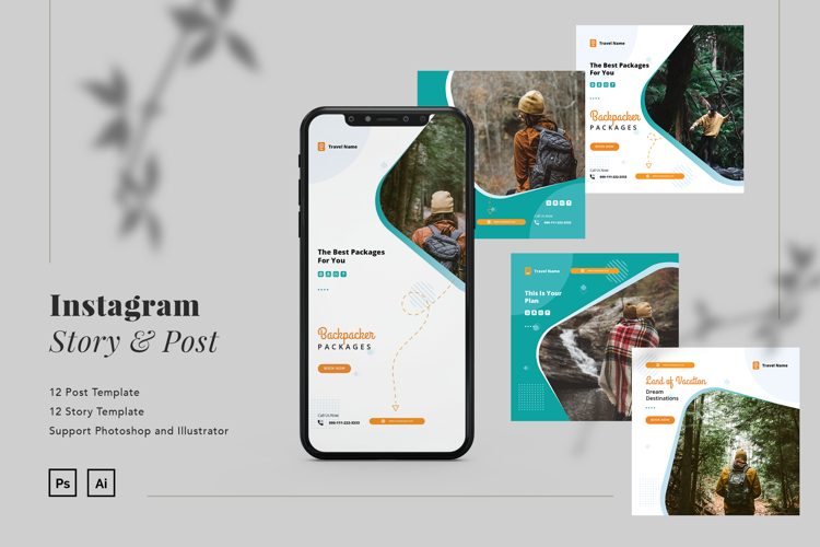 Backpacker Travel Instagram Ads Post   Story