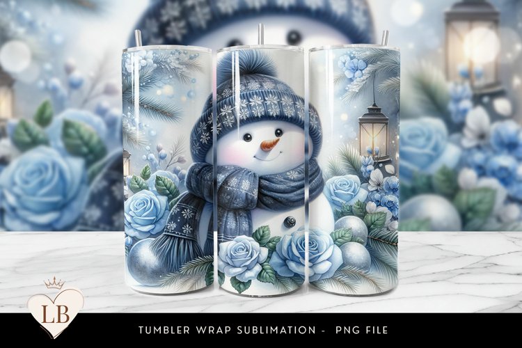 Blue Snowman Lantern Tumbler Wrap