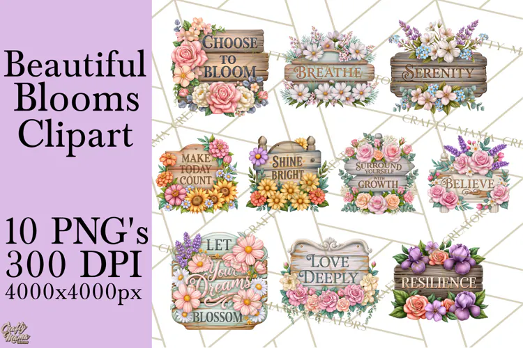 Beautiful Blooms Inspirational Floral PNG Clipart