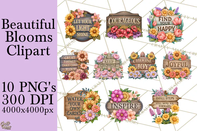 Beautiful Blooms Inspirational Floral PNG Clipart