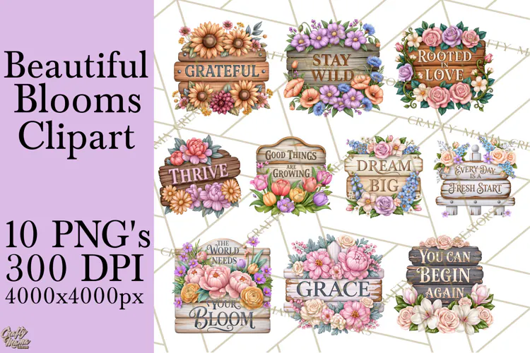 Beautiful Blooms Inspirational Floral PNG Clipart