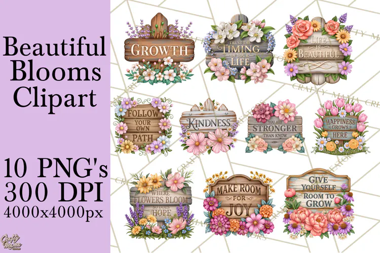 Beautiful Blooms Inspirational Floral PNG Clipart