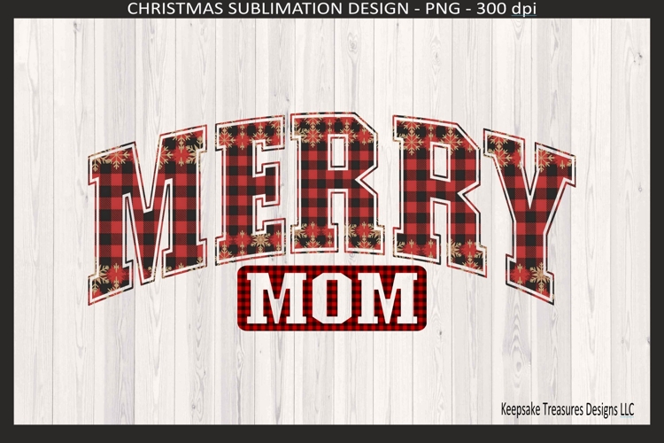 Merry Mom Buffalo Plaid Christmas Png Design Sublimation