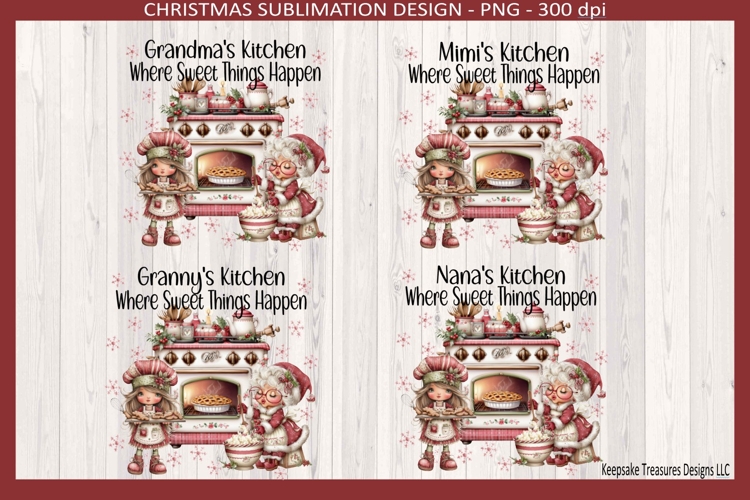 Grandmas Christmas Kitchen Towels Set 1 Sublimation Png