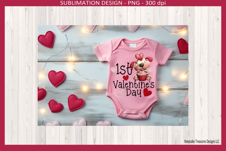 1st Valentines Day Cute Puppy Sublimation Png Printable