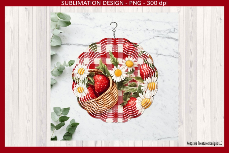Strawberry Basket Wind Spinner Sublimation Template Png