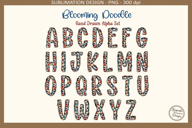 Blooming Doodle Alpha Set, Floral Alphabet Clipart PNG
