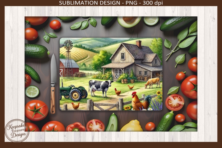 Country Charm Cutting Board, Framed & Curved Sublimation Png