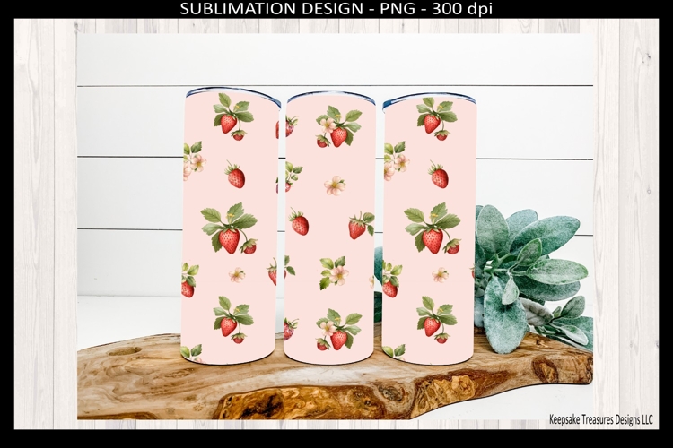 Sweet Summer Time Strawberry 20oz Tumbler Wrap Png Printable