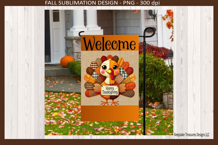 Welcome Happy Thanksgiving Garden Flag Sublimation Png
