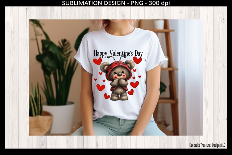 Happy Valentines Day Teddy Bear Printable Sublimation Png