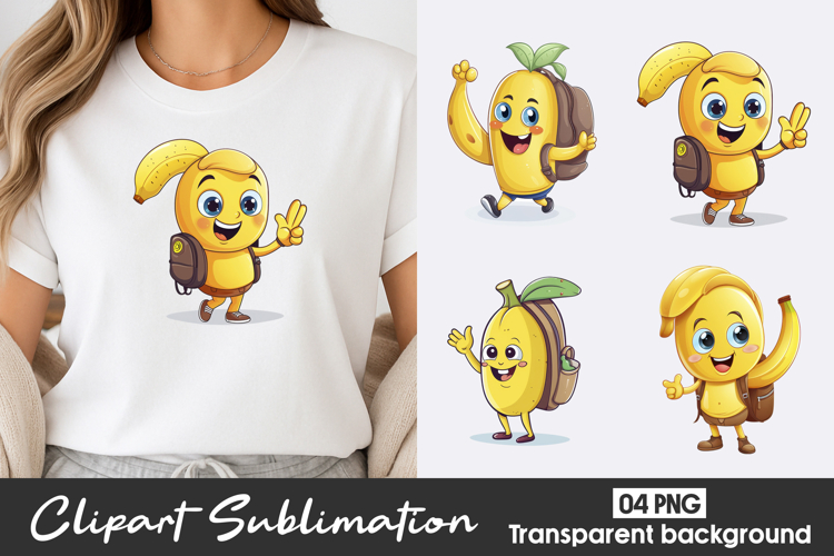 Cute Banana Character Clipart PNG