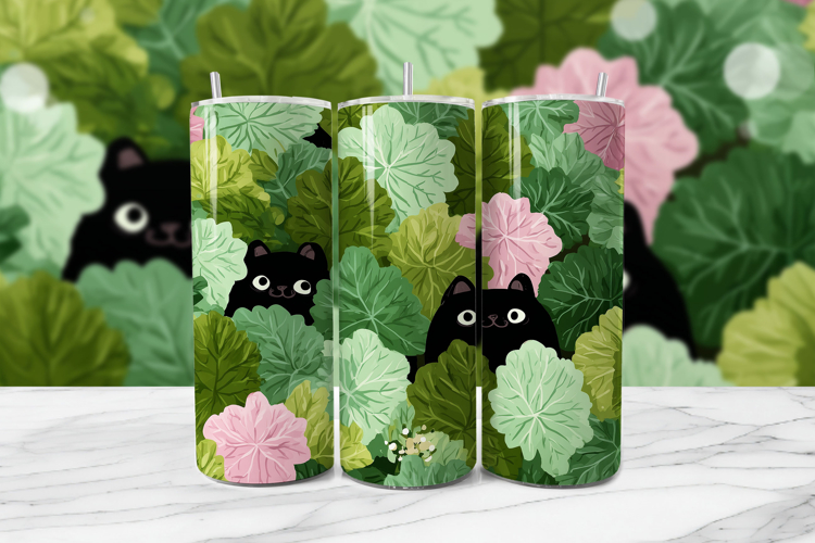 Black Cat Botanical 20oz Tumbler Wrap