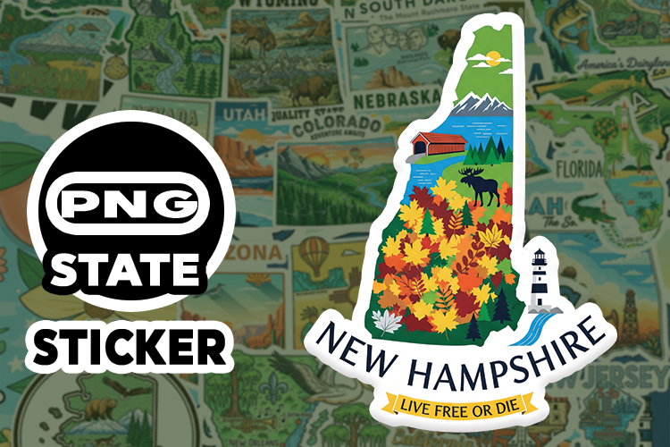 New Hampshire Sticker PNG SVG | State Outline Decal File