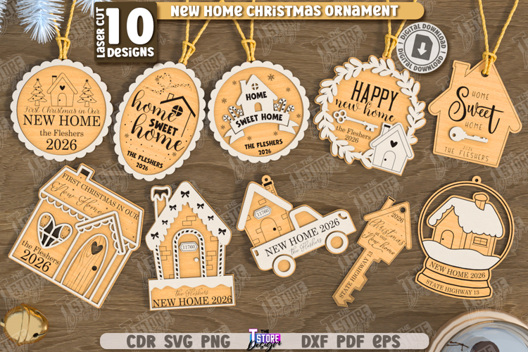 New Home Christmas Ornaments Laser Cut Bundle|Laser Engraved