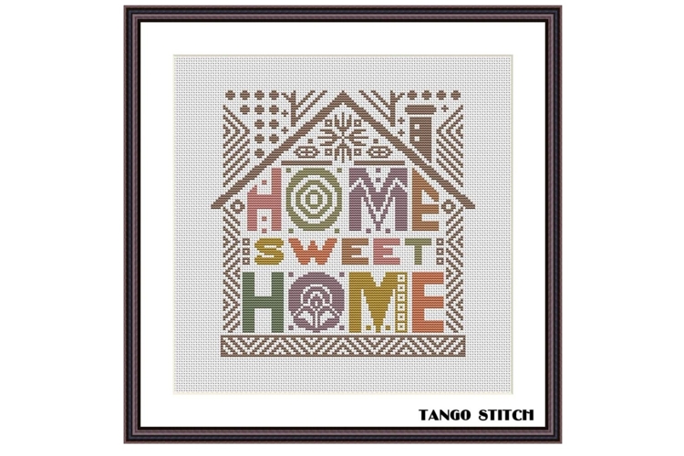 New home housewarming cross stitch embroidery pattern