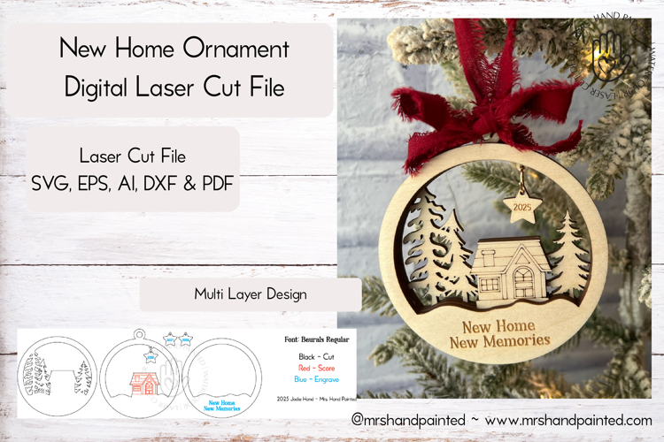 Winter Scene Ornament- Laser Cut File