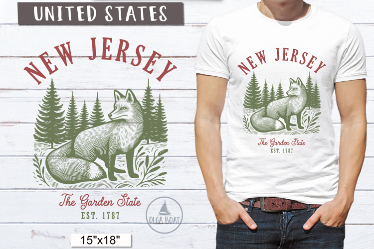 New Jersey PNG | Vintage United States Sublimation Design
