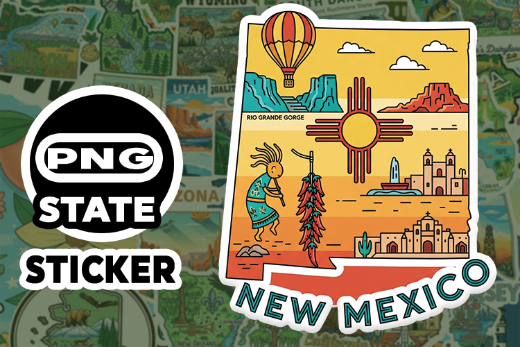 New Mexico Sticker PNG SVG | State Outline Decal File