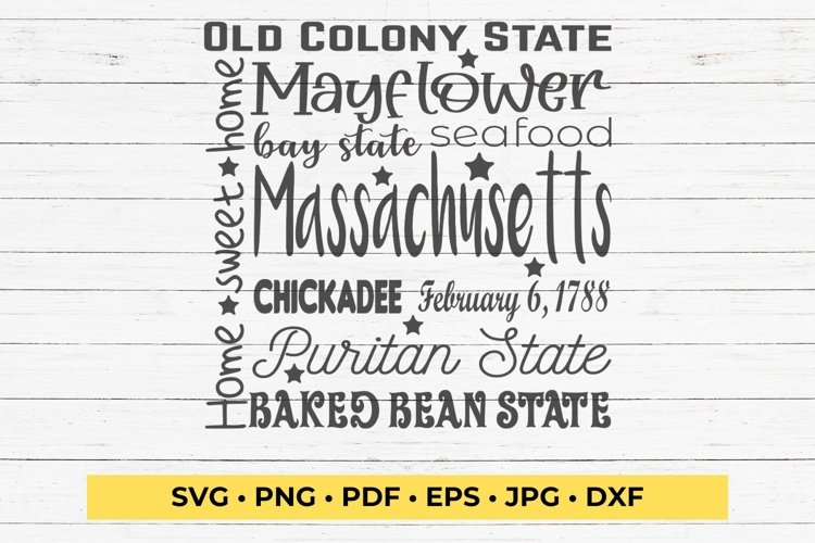 State of Massachusetts Cut File| Square Typography