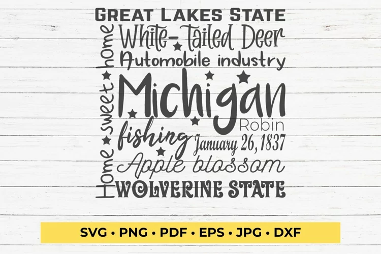 State of Michigan Cut File| Square Typography