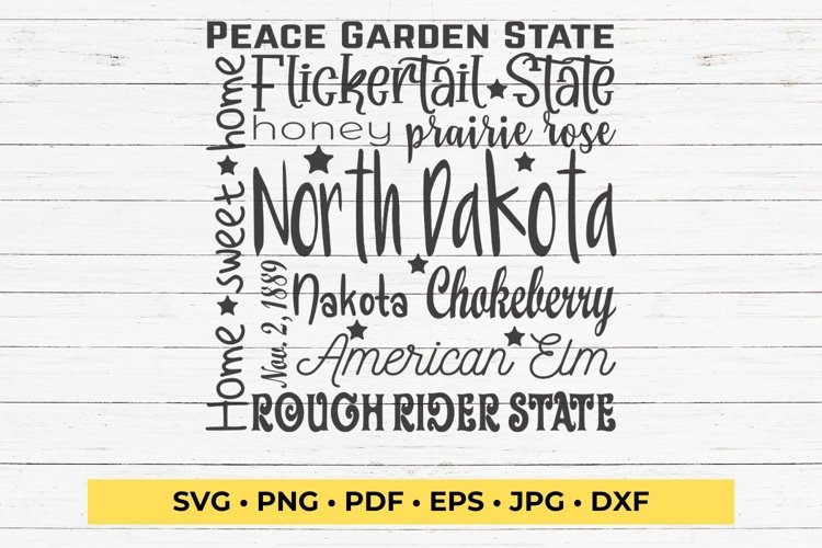 State of North Dakota Cut File | Square Typography example image 1