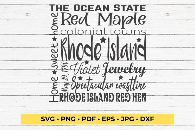 State of Rhode Island Cut File | Square Typography example image 1