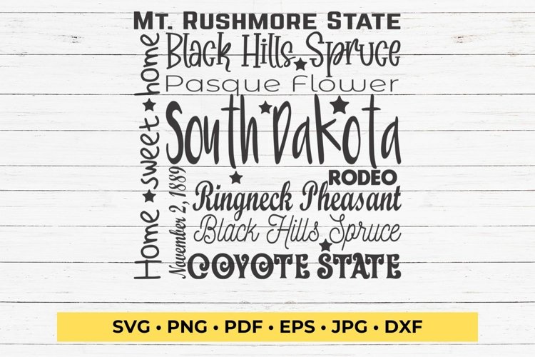State of South Dakota Cut File | Square Typography example image 1