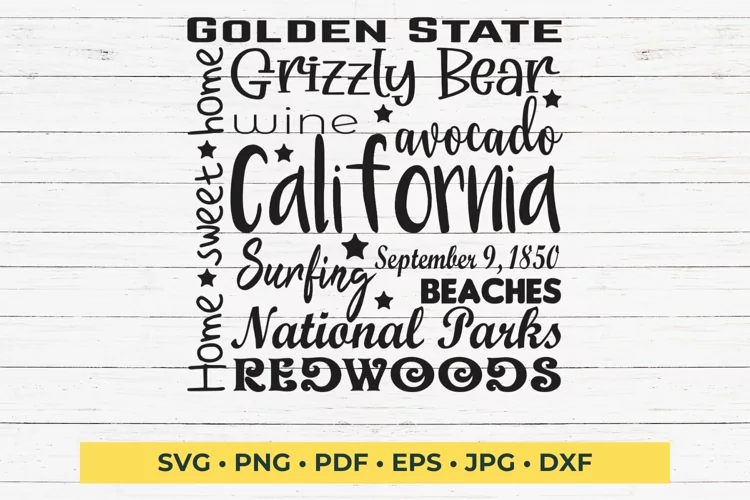 State of California Cut File| Square Typography