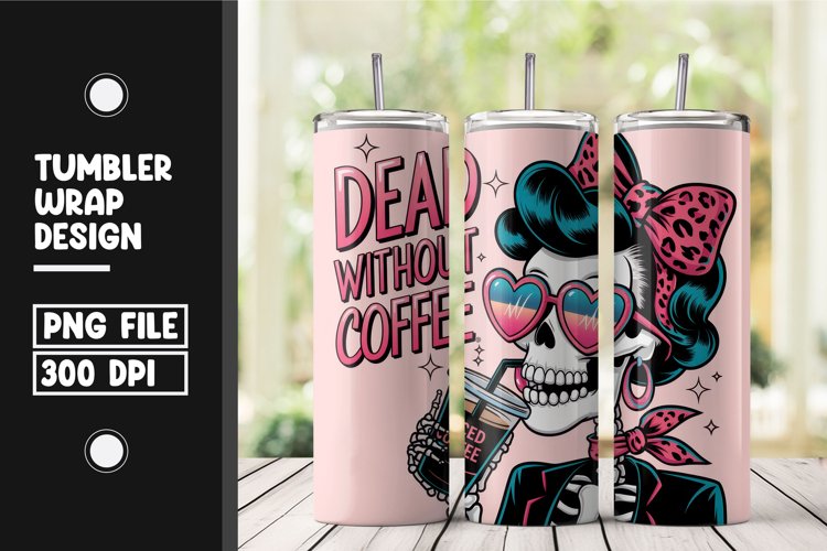 Skull coffee tumbler wrap png