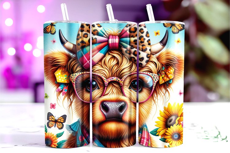 Highland Cow Tumbler Wrap Sublimation, 20oz Tumbler Wrap