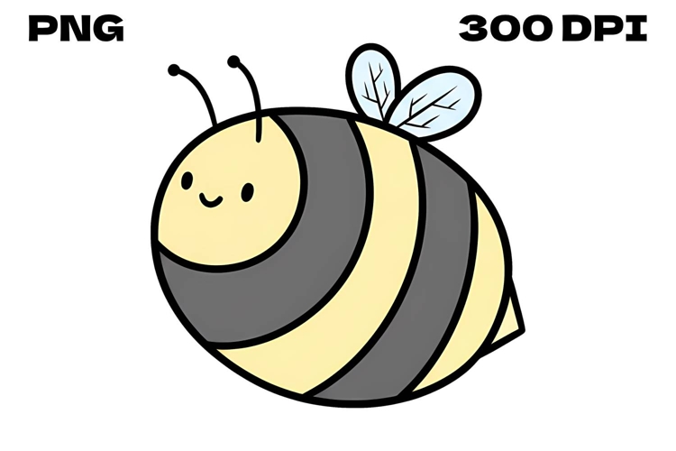 Hand-Drawn Bumblebee Doodle - Whimsical Chubby Bee Clipart
