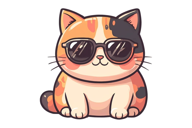 Retro Puff 3D Calico Cat Sticker