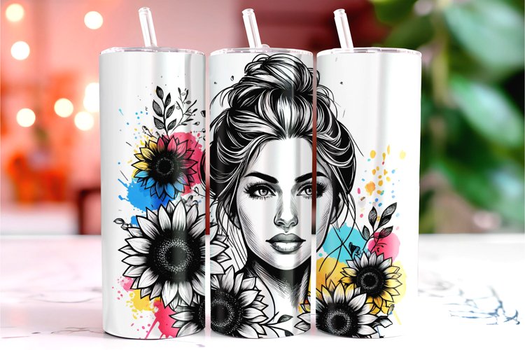 Sunflower Girl 20oz Tumbler Wrap Sublimation