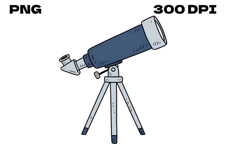 Star-Gazing Telescope Doodle - Hand-Drawn Astronomy Clipart