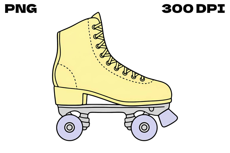 Retro Roller Skate Doodle - Hand-Drawn 70s Disco Clipart