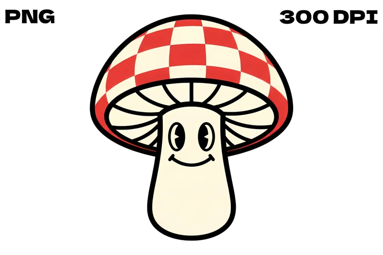 Retro Checkered Mushroom