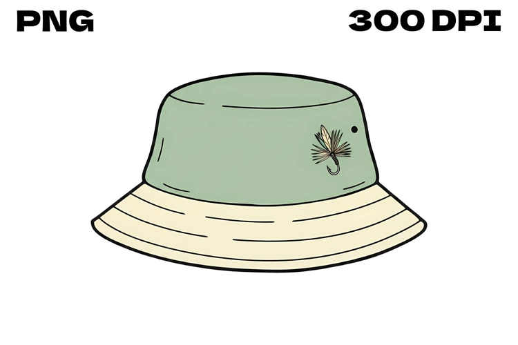 Felt Fishing Bucket Hat - Hand-Drawn Lure Detail Clipart