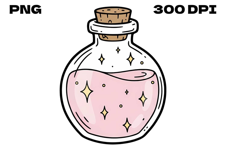 Magic Potion Bottle Doodle - Hand-Drawn Mystical Sparkle