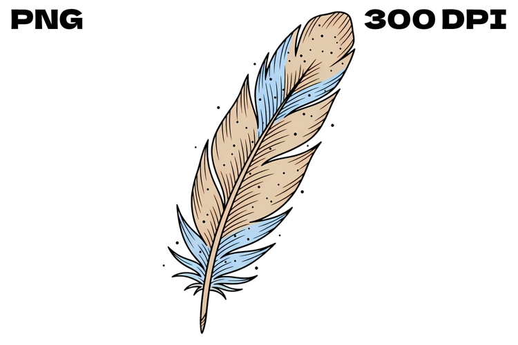 Boho Feather Doodle - Hand-Drawn Minimalist Sky Clipart