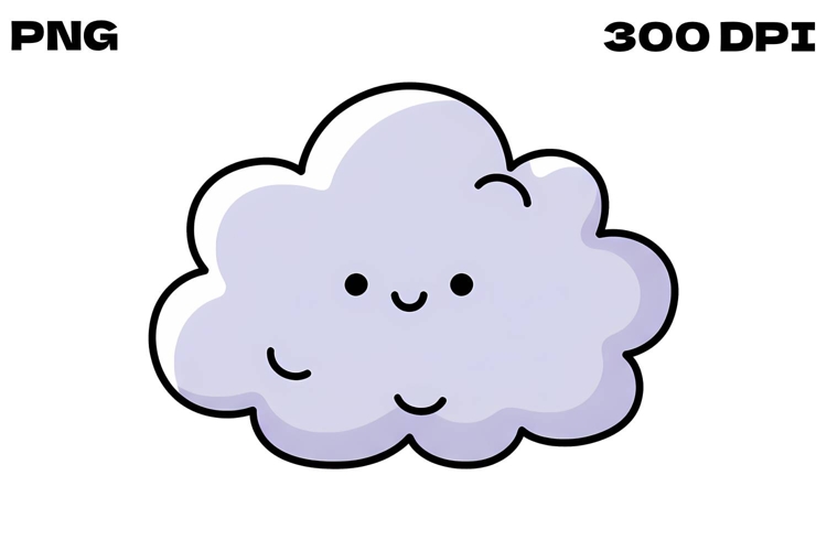 Happy Cloud Doodle - Hand-Drawn Kawaii Weather Clipart