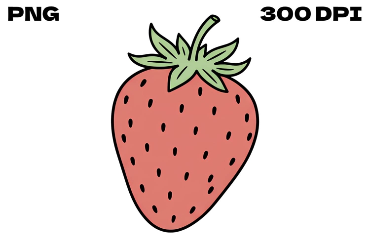 Sweet Strawberry Doodle - Hand-Drawn Summer Berry Clipart