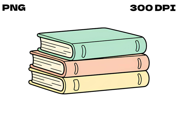 Cozy Stack of Books Doodle - Hand-Drawn Bookworm Clipart