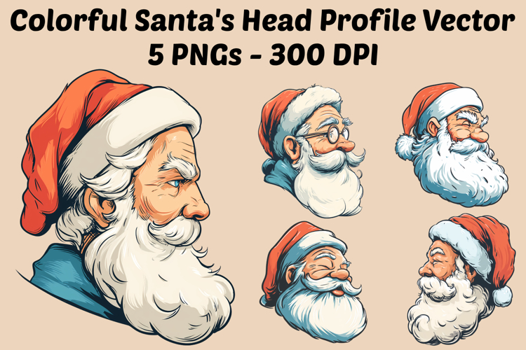 Colorful Santa Profile Vector SVG PNG