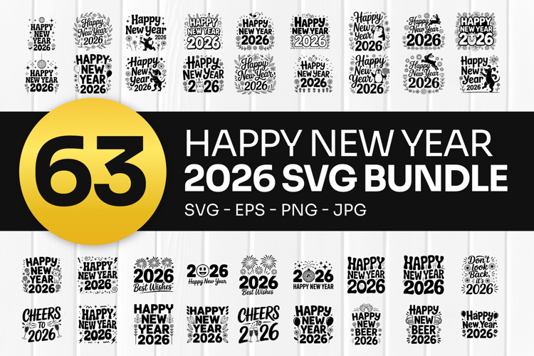 2026 Happy New Year svg Bundle, happy new year png