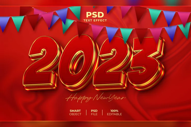 New year 2023 3D editable text effect