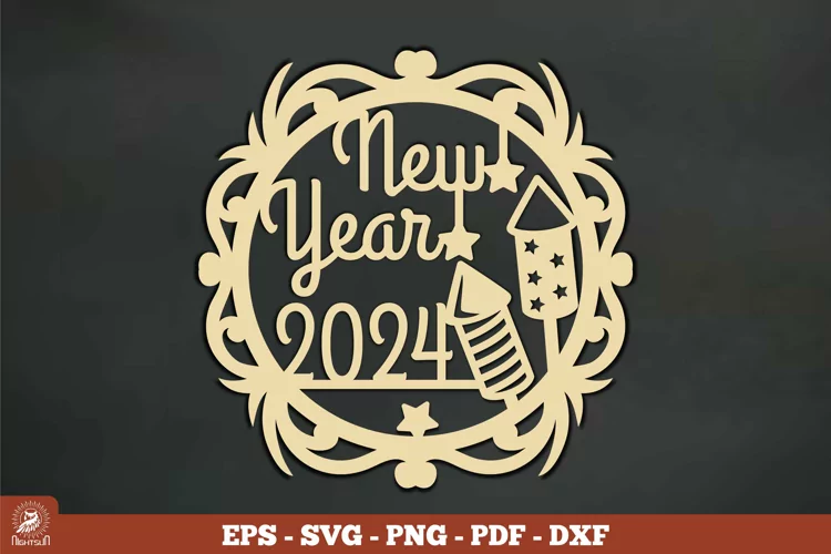 New Year 2024 Ornament Vintage SVG