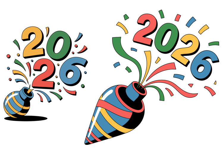 Party Poppers 2026 Celebration Vector Set
