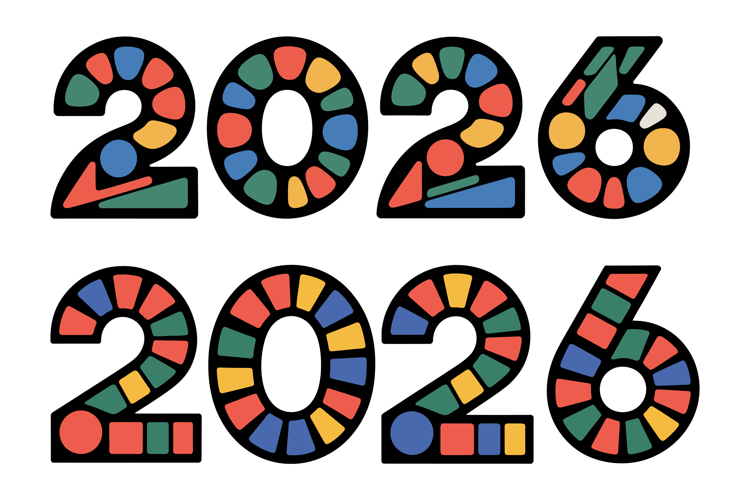Geometric Happy New Year 2026 Vector